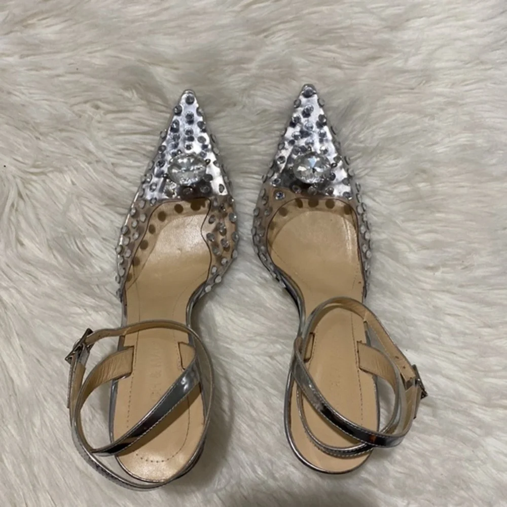 Mach and Mach‎ Crystal Embellished Clear Ankle Strap pump